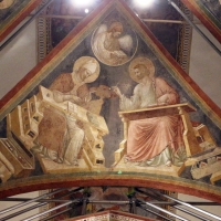 Pietro da rimini e bottega, affreschi dalla chiesa di s. chiara a ravenna, 1310-20 ca., volta con evangelisti e dottori, girolamo e matteo - Sailko - Ravenna (RA)