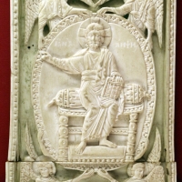Costantinopoli, formella con ascensione di cristo, avorio, 1110 ca - Sailko