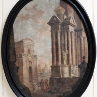 Pittore emiliano, prospettiva con viandanti, 1750-1790 ca - Sailko - Ravenna (RA)