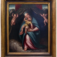 Barbara longhi, madonna col bambino sotto un baldacchino retto da due angeli - Sailko