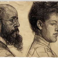 Domenico beccarini, due volti (uomo con barba e donna), 1904 - Sailko