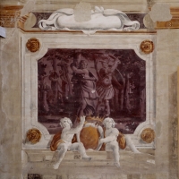 Pier francesco battistelli e aiuti, affreschi con scene dell'orlando furioso e della gerusalemme l. tra telamoni, 1619-28, 11 - Sailko - Gualtieri (RE)