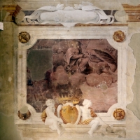 Pier francesco battistelli e aiuti, affreschi con scene dell'orlando furioso e della gerusalemme l. tra telamoni, 1619-28, 10 - Sailko - Gualtieri (RE)