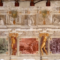Pier francesco battistelli e aiuti, affreschi con scene dell'orlando furioso e della gerusalemme l. tra telamoni, 1619-28, 04 - Sailko - Gualtieri (RE)