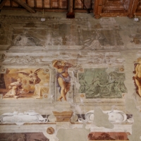 Pier francesco battistelli e aiuti, affreschi con scene dell'orlando furioso e della gerusalemme l. tra telamoni, 1619-28, 09 - Sailko - Gualtieri (RE)