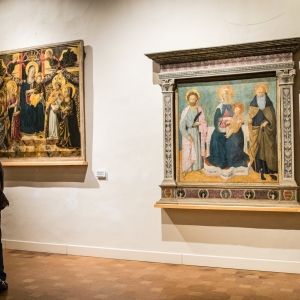 Museo Civico, San Gimignano: affreschi a soggetto Madonna col Bambino tra santi - ENIT SpA