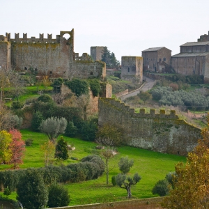 Ruins of the castle of Rivellino and St Peter's Basilica, Tuscania - View from Parco Torre di Lavello - Maurizio Spaziani